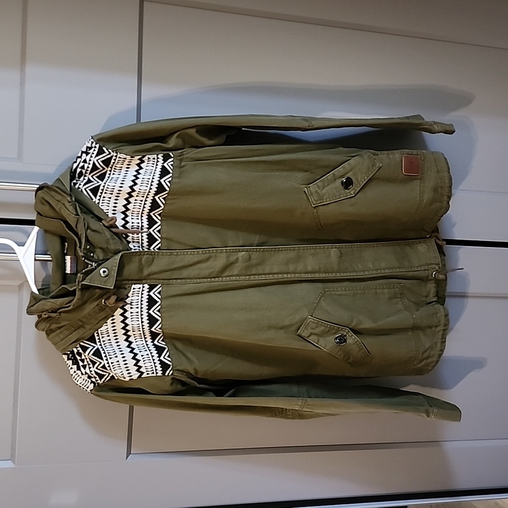Roxy women XL Olive jacket with waist adjustable strings